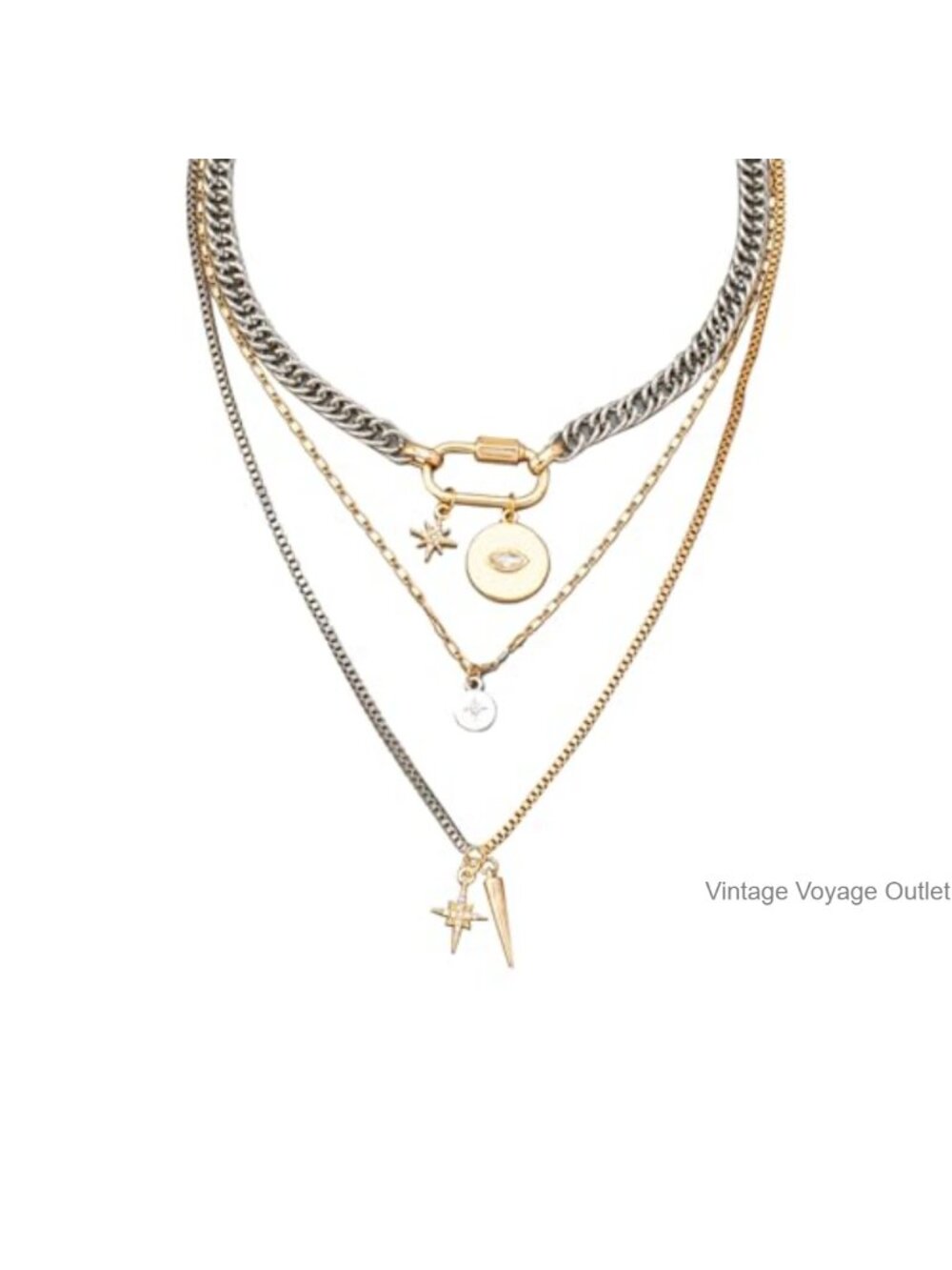 3 Pc Layered Necklace Set Stackable Statement Jewelry